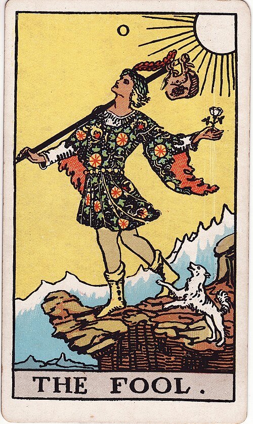The Fool, Rider–Waite–Smith tarot card illustrated by Pamela Colman Smith